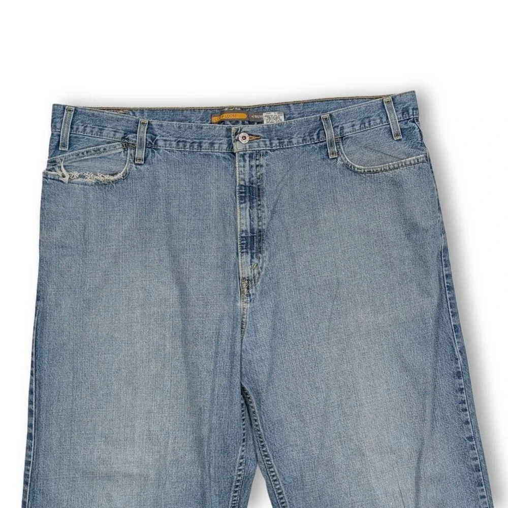 Vintage Y2K Levis‎ SilverTab Jeans Mens 42x31 Baggy Skater Light Wash Distressed